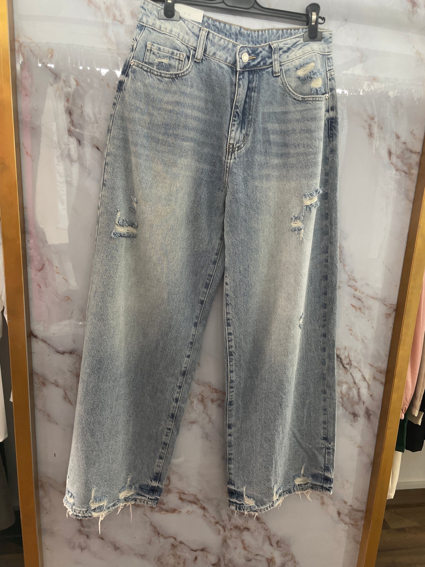 Jeans tasca perla