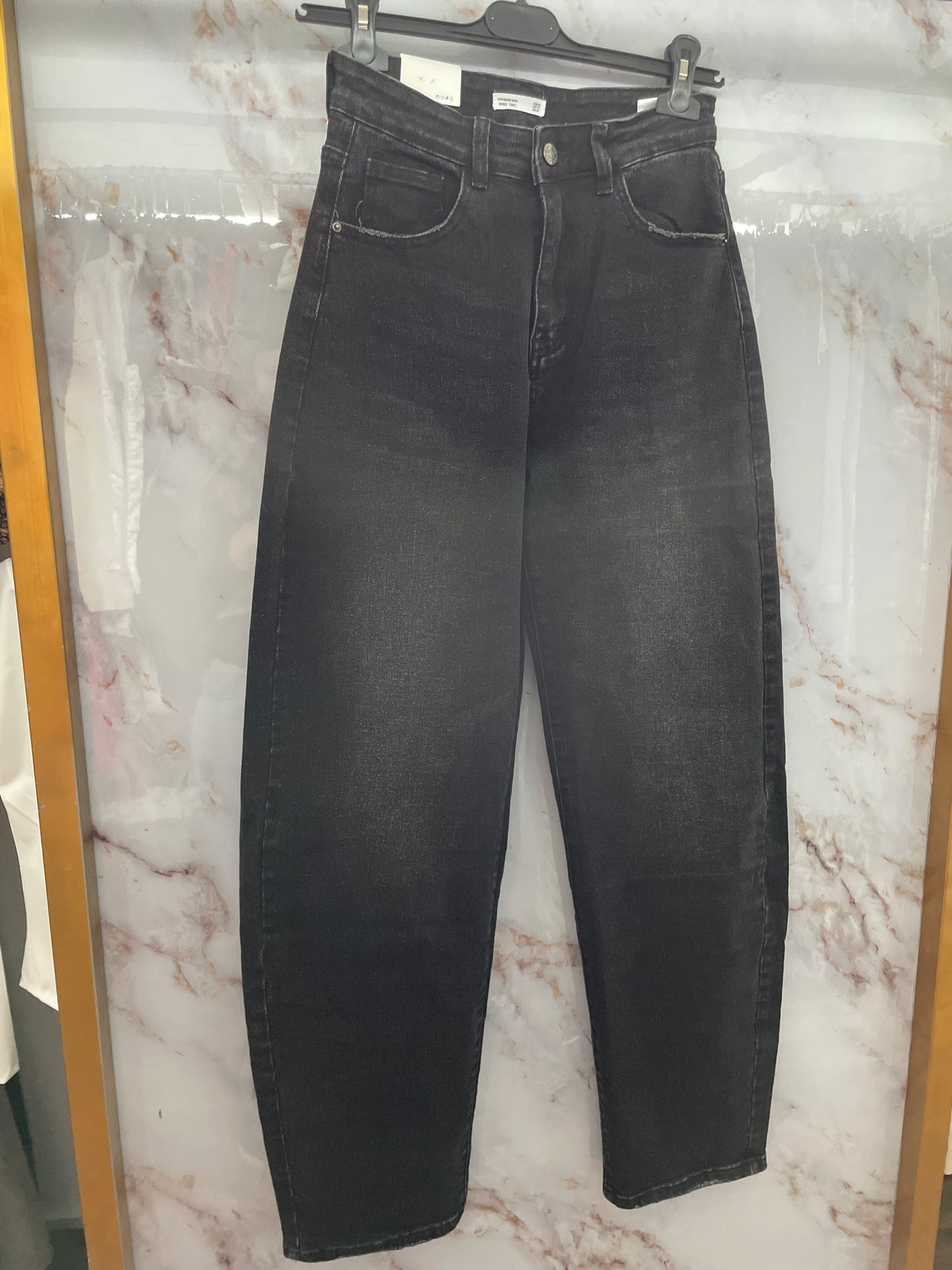 Jeans nero tasca verde
