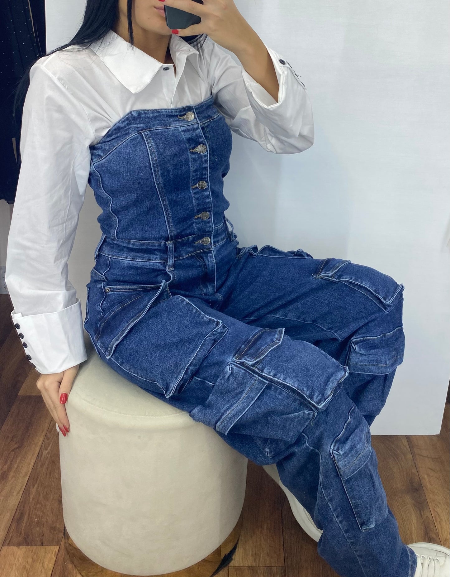 Jumpsuit cargo in denim