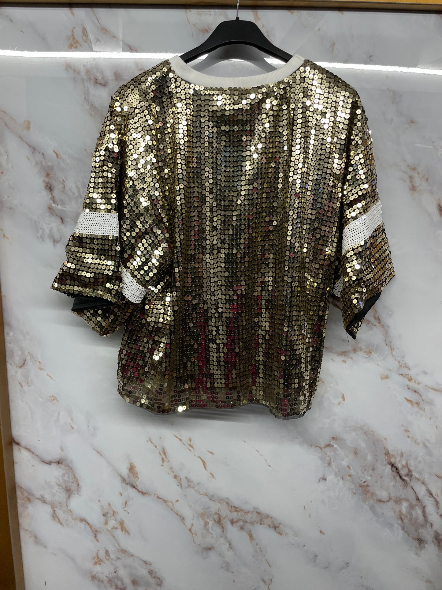Top paillettes oro