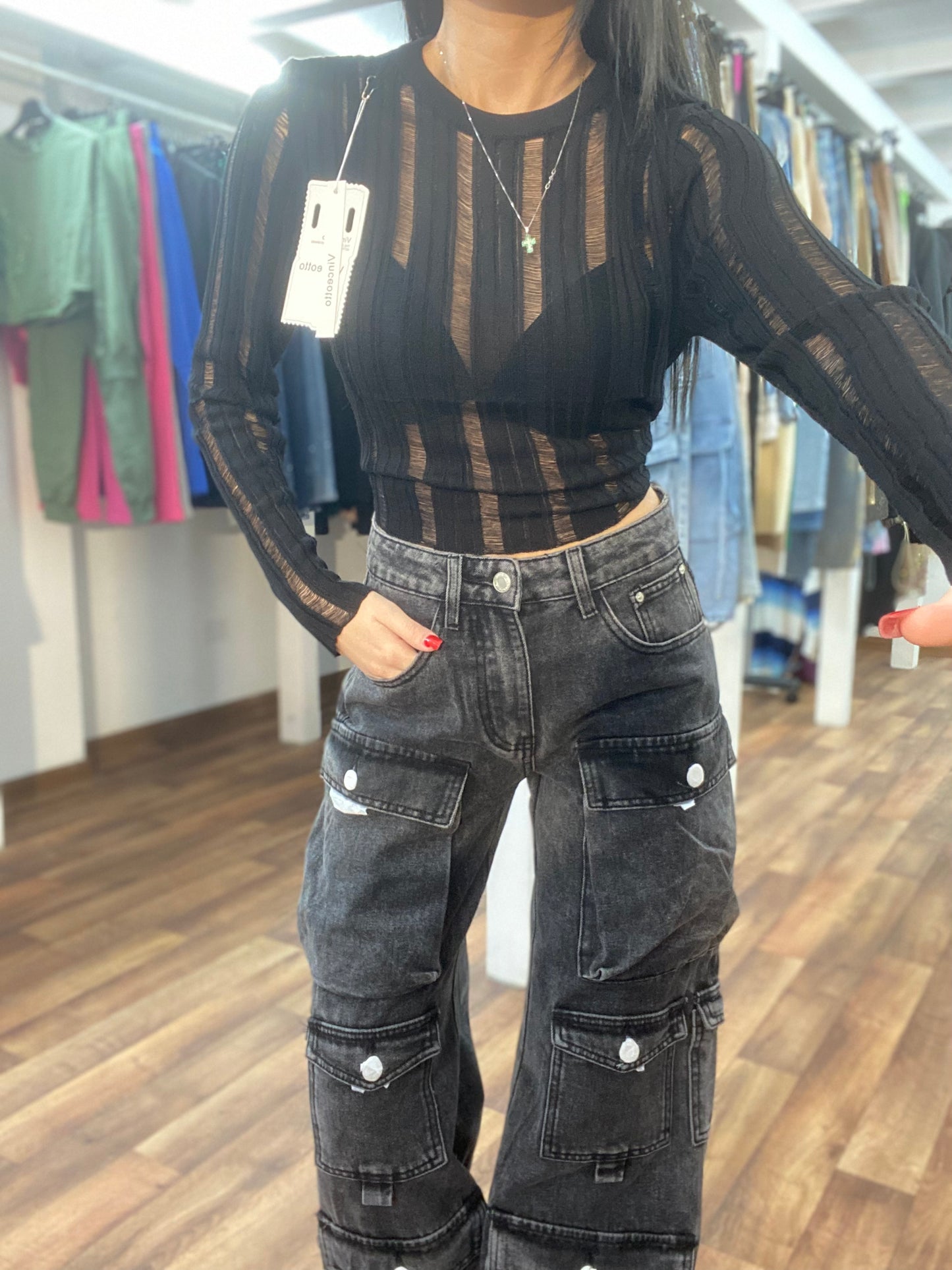 NOEMI black cargo jeans