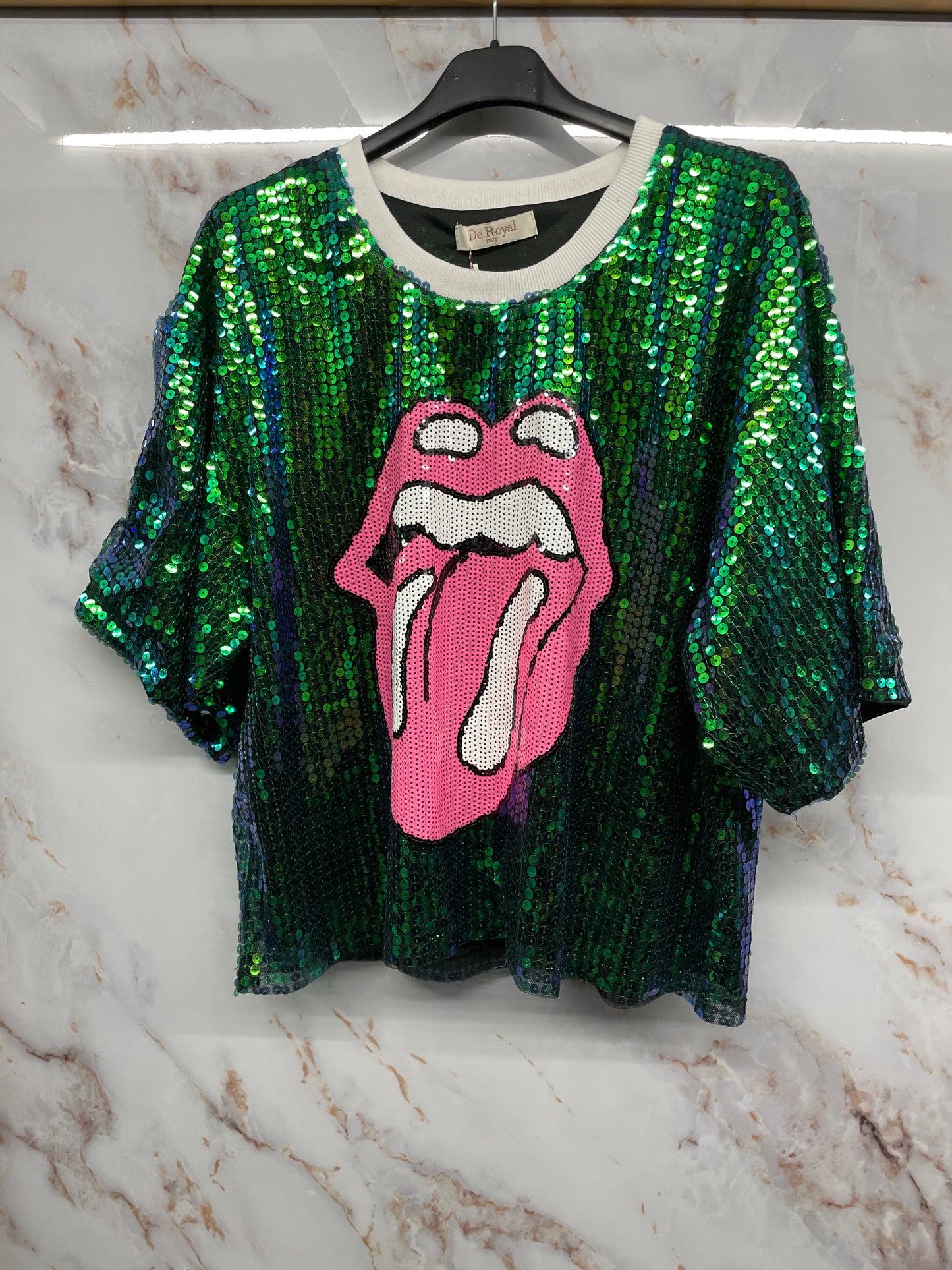 Top paillettes verde