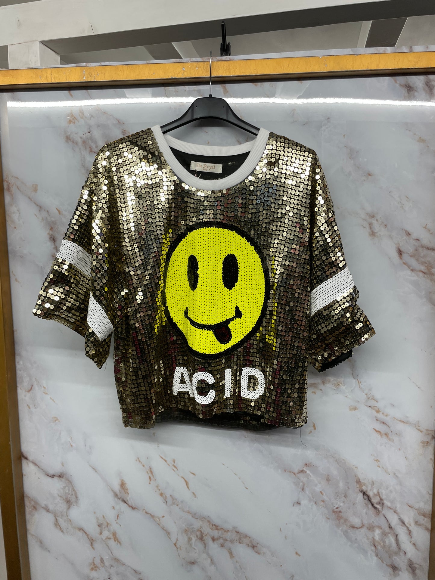 Top paillettes oro