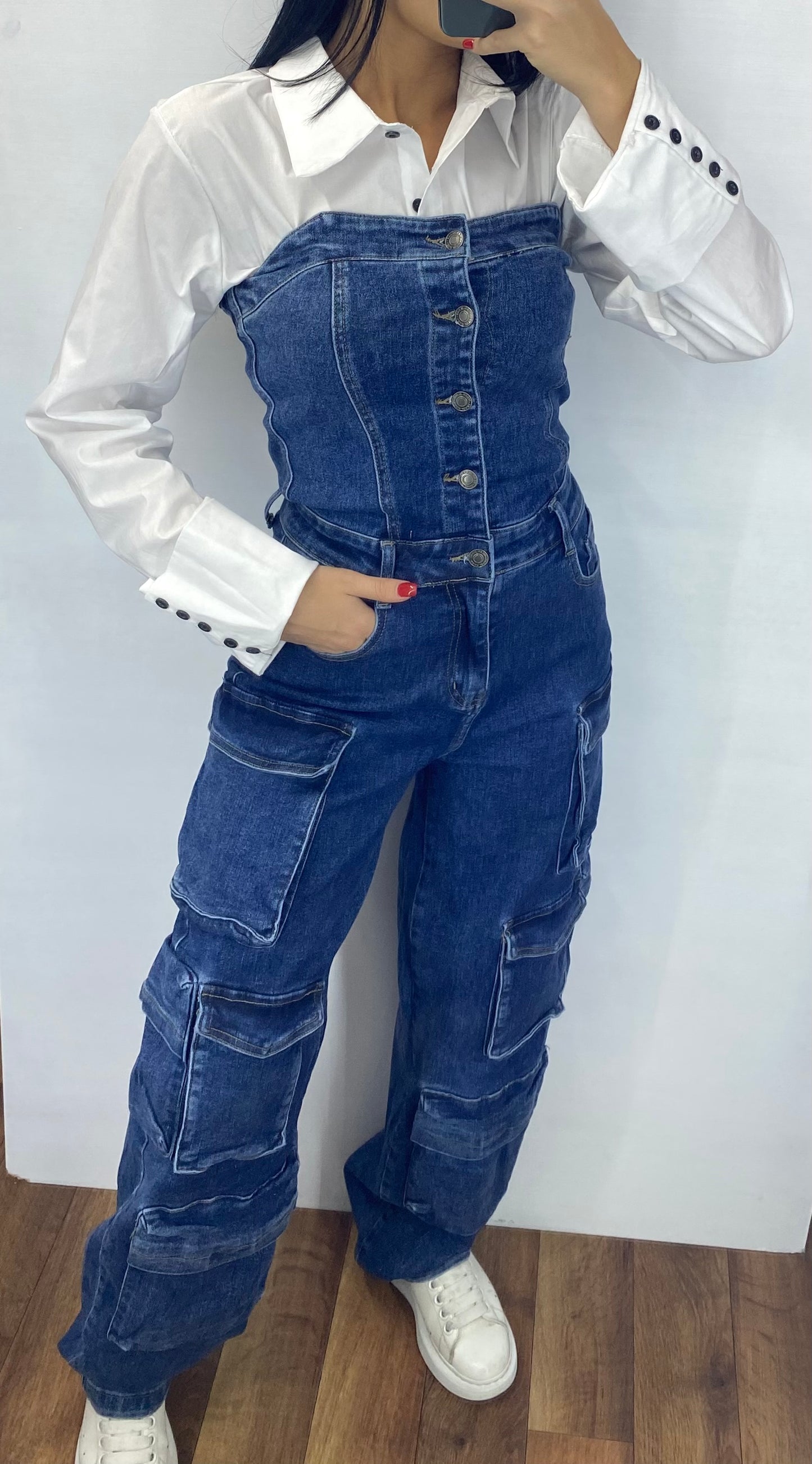 Jumpsuit cargo in denim