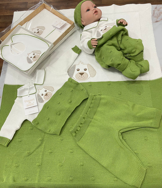 Completo neonato verde e bianco