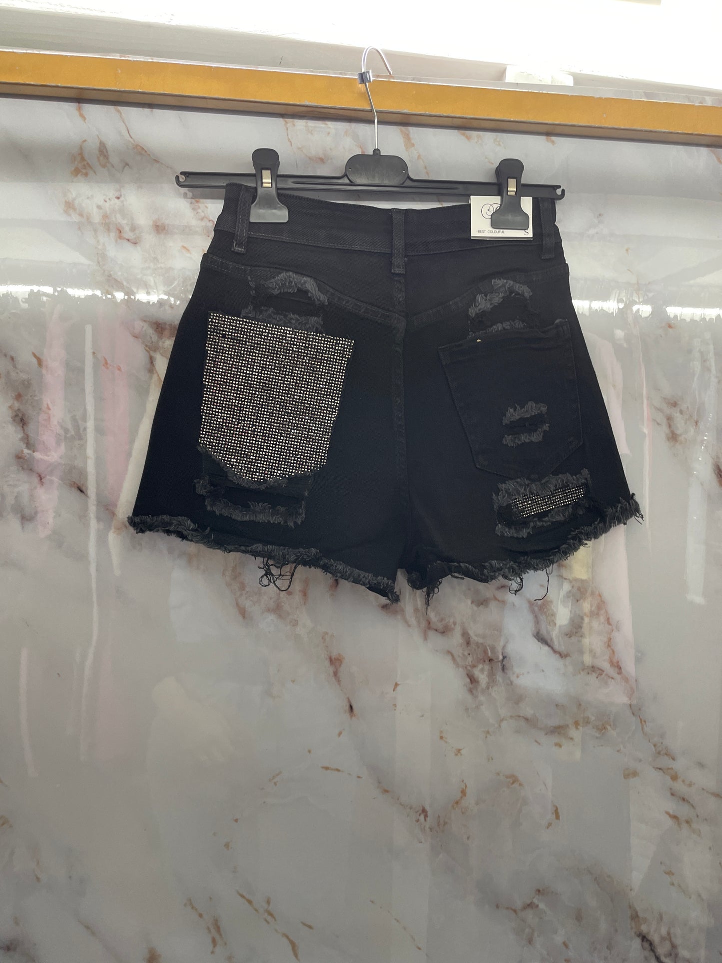 Shorts nero argento