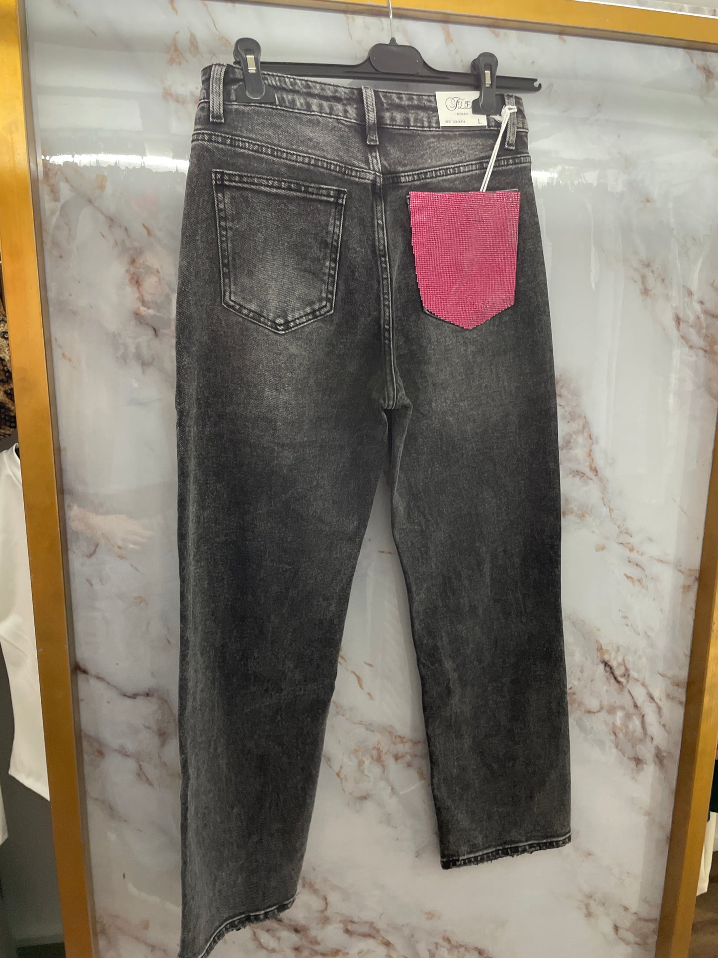 Jeans tasca fucsia