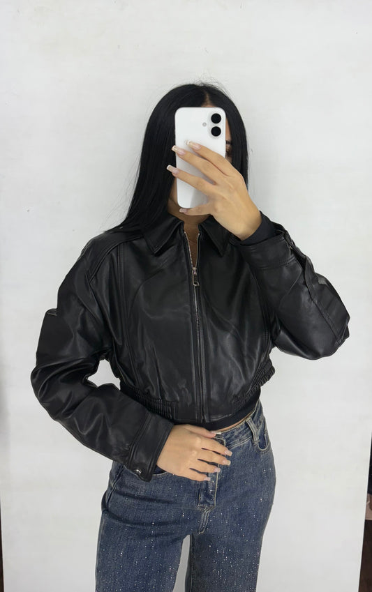 Giubbino crop in ecopelle