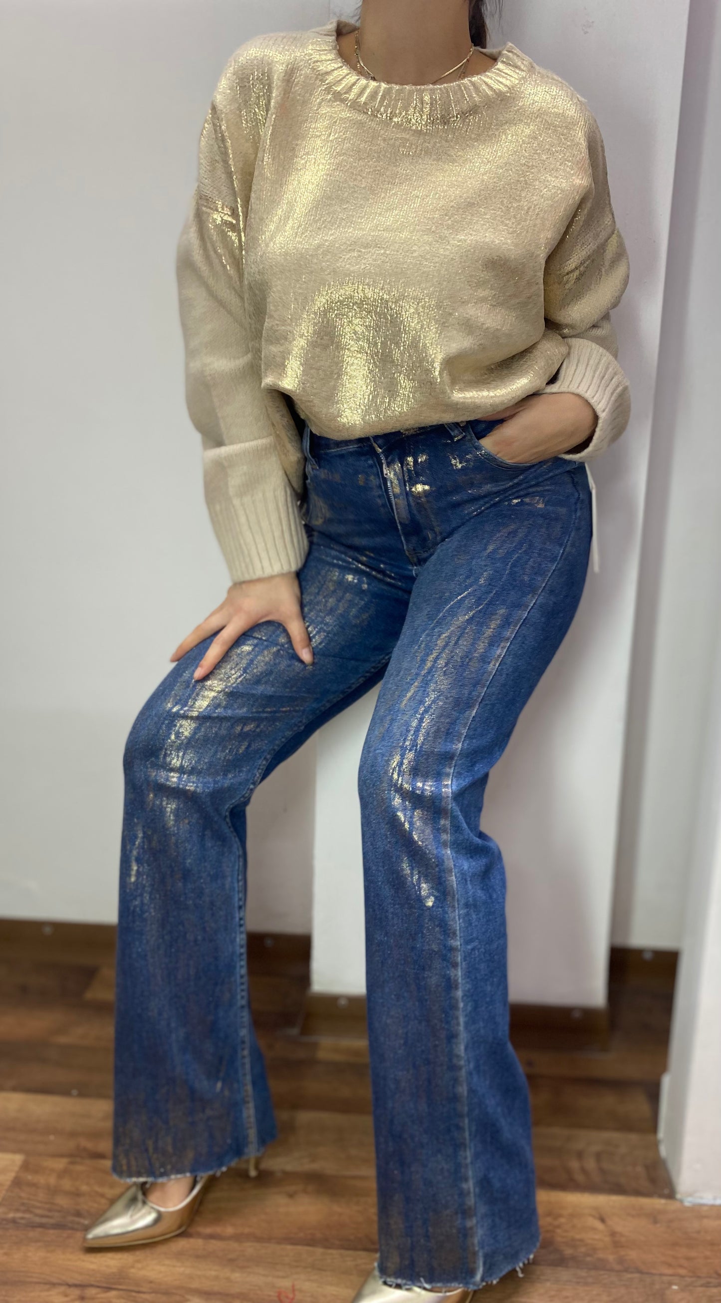 Jeans METAL gold