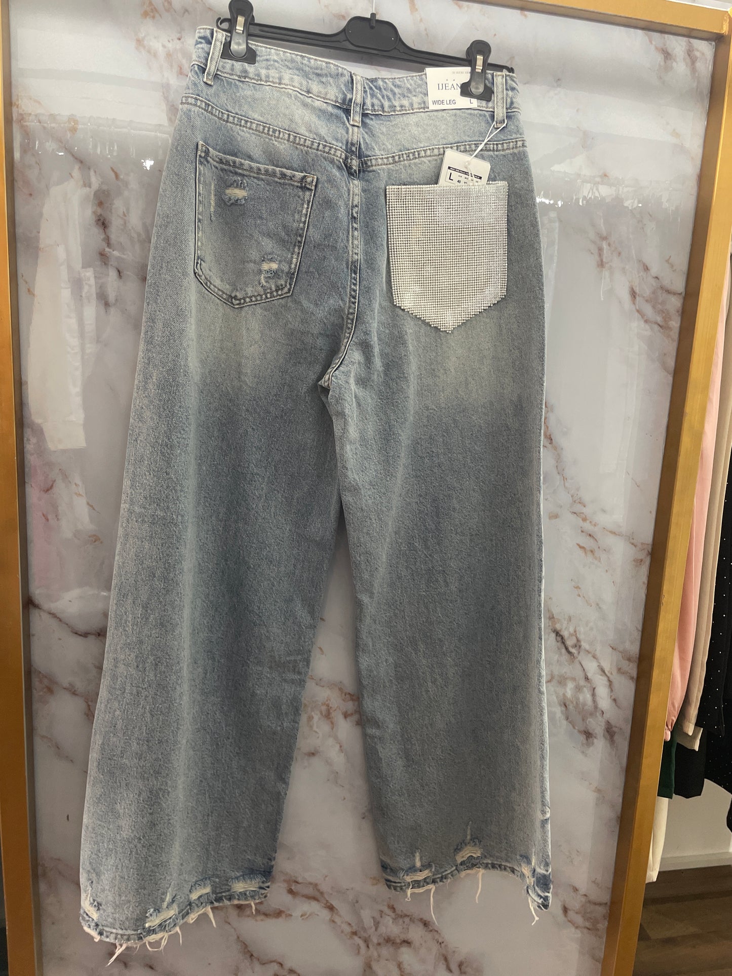 Jeans tasca perla