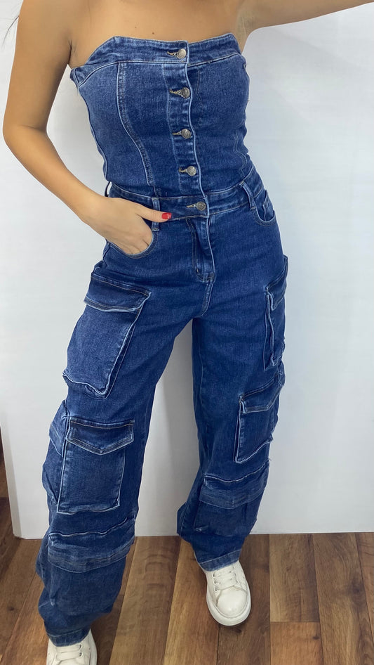 Jumpsuit cargo in denim