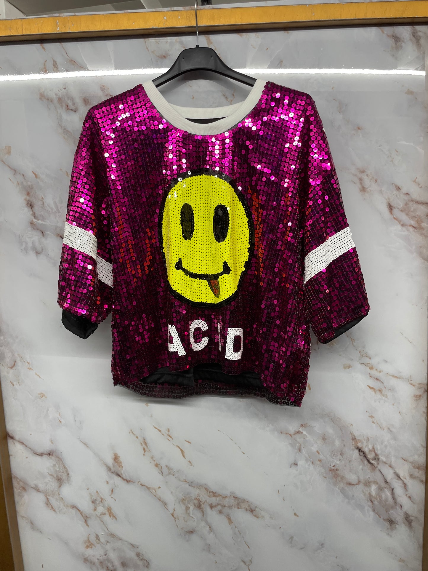 Top  paillettes Fucsia
