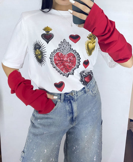 T-SHIRT OVERSIZE CON MANICOTTI