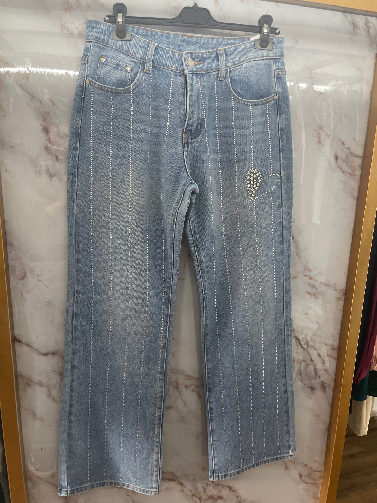 Jeans cuore argento