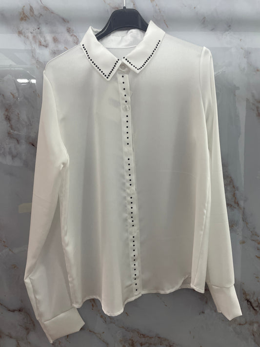 Camicia bianca brillantini neri