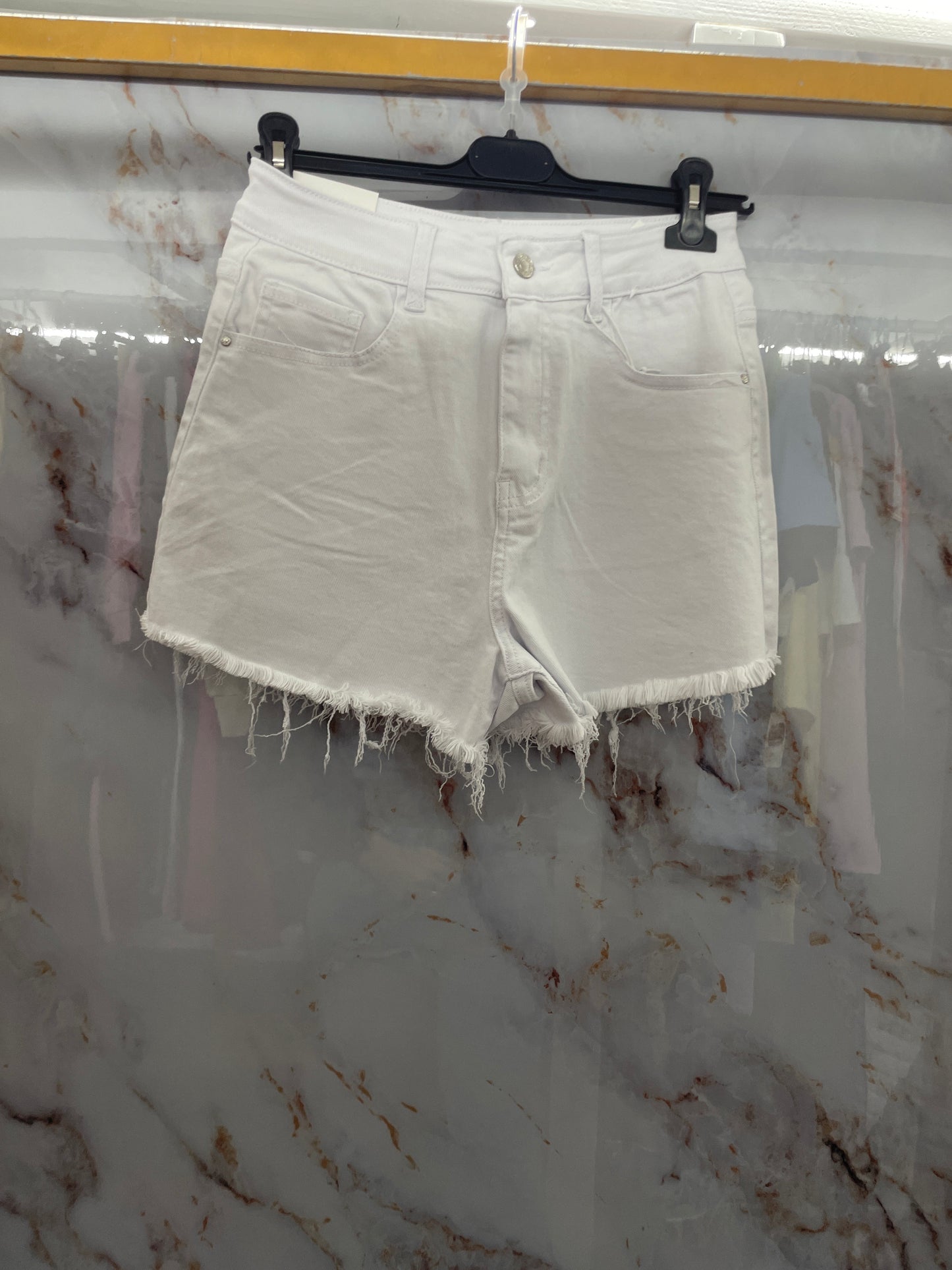 Shorts bianco tasca argento
