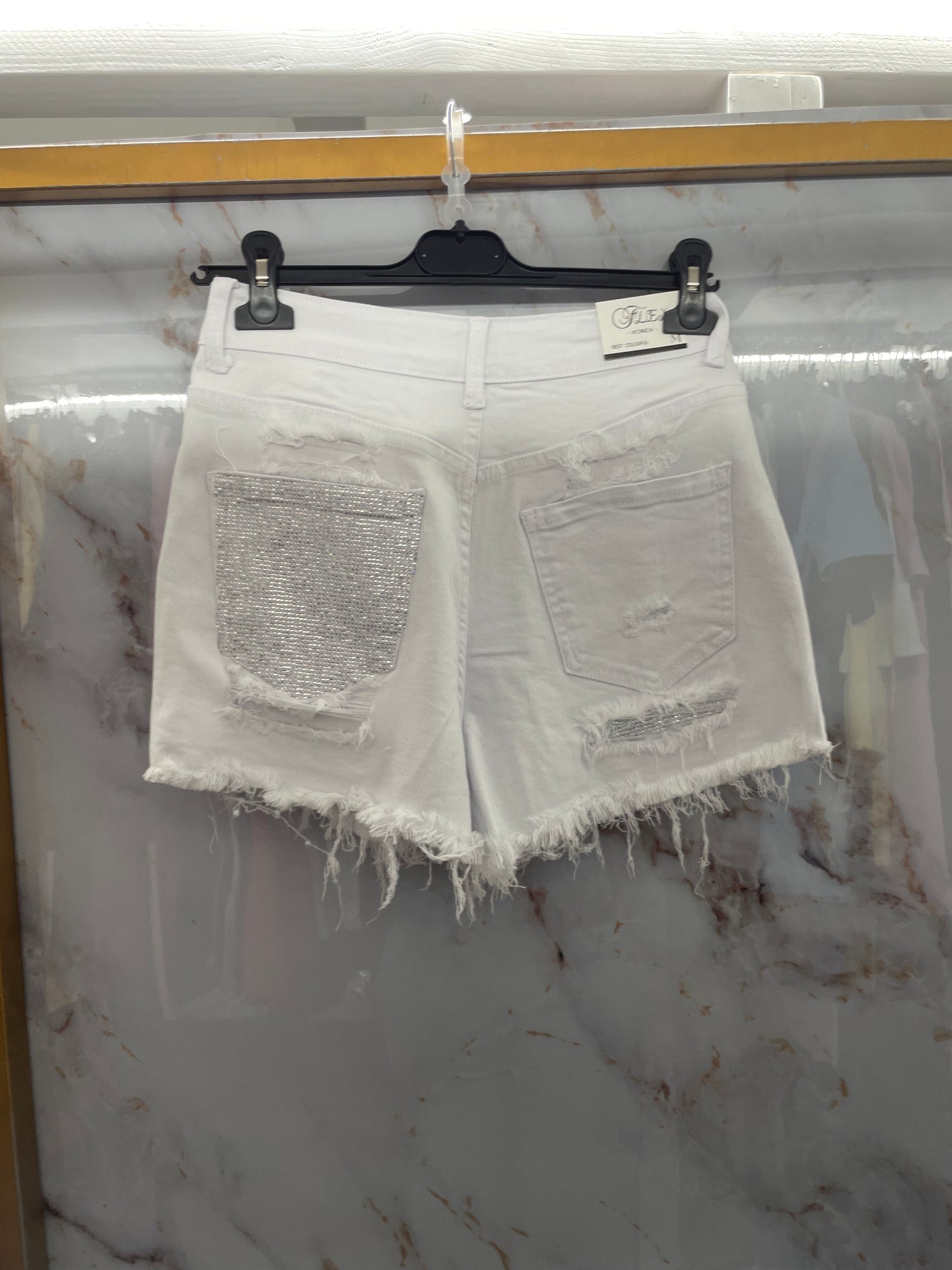 Shorts bianco tasca argento