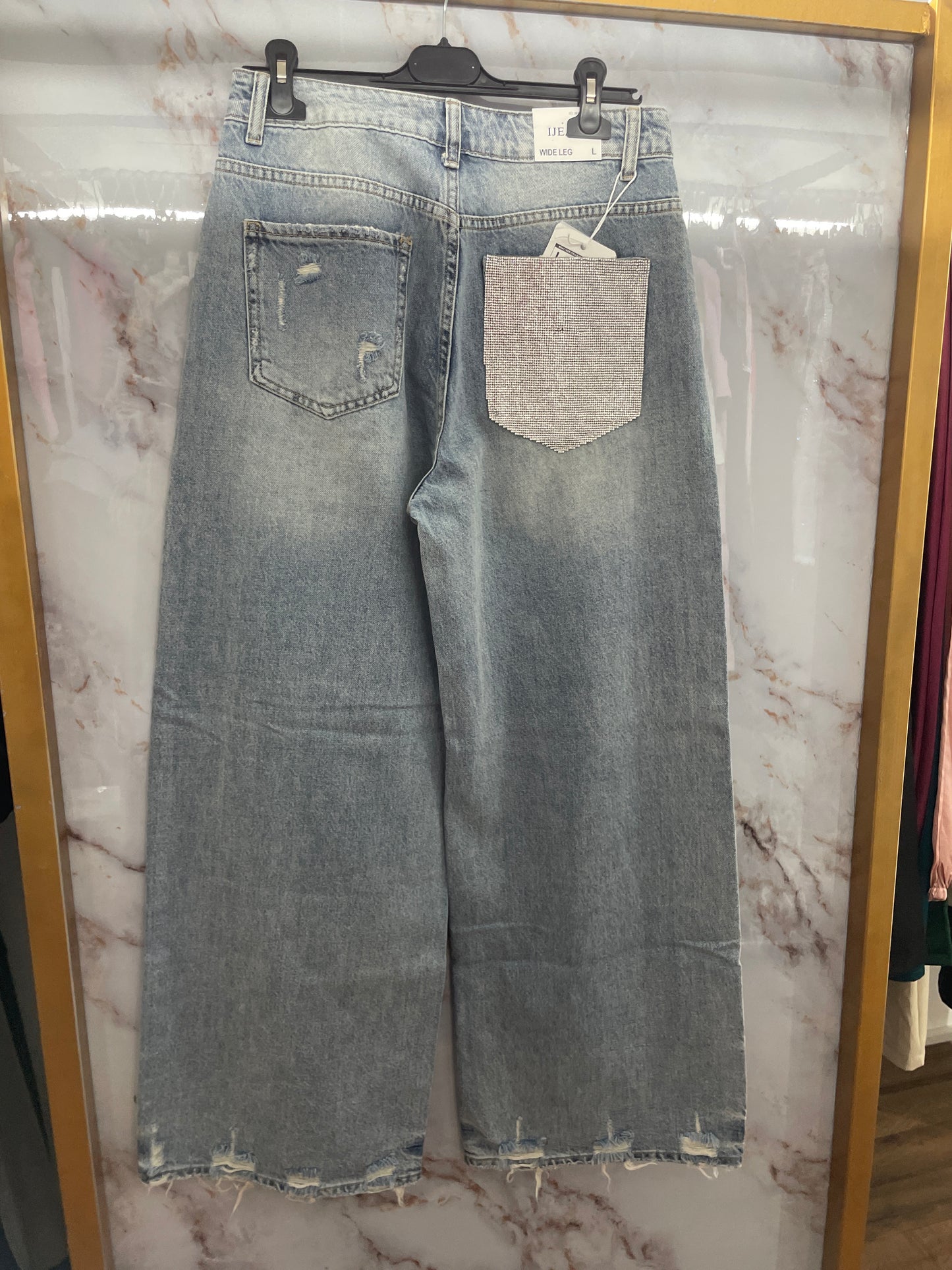 Jeans tasca argento